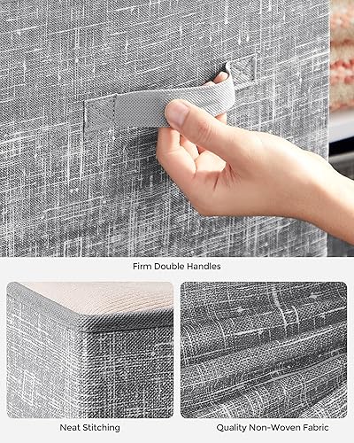 Miniatura 5 de SONGMICS - Cubos de almacenamiento, cubos plegables de 11,8 pulgadas, con asas dobles, juego de 6, organizadores de armario para estantes, color