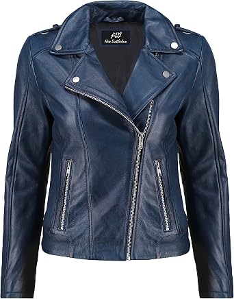 Jild Biker Style Vintage Leather Jacket Women - Casual Fashion Motorcycle Zip-Up Lightweight Coat Collar Women Leather Jacket