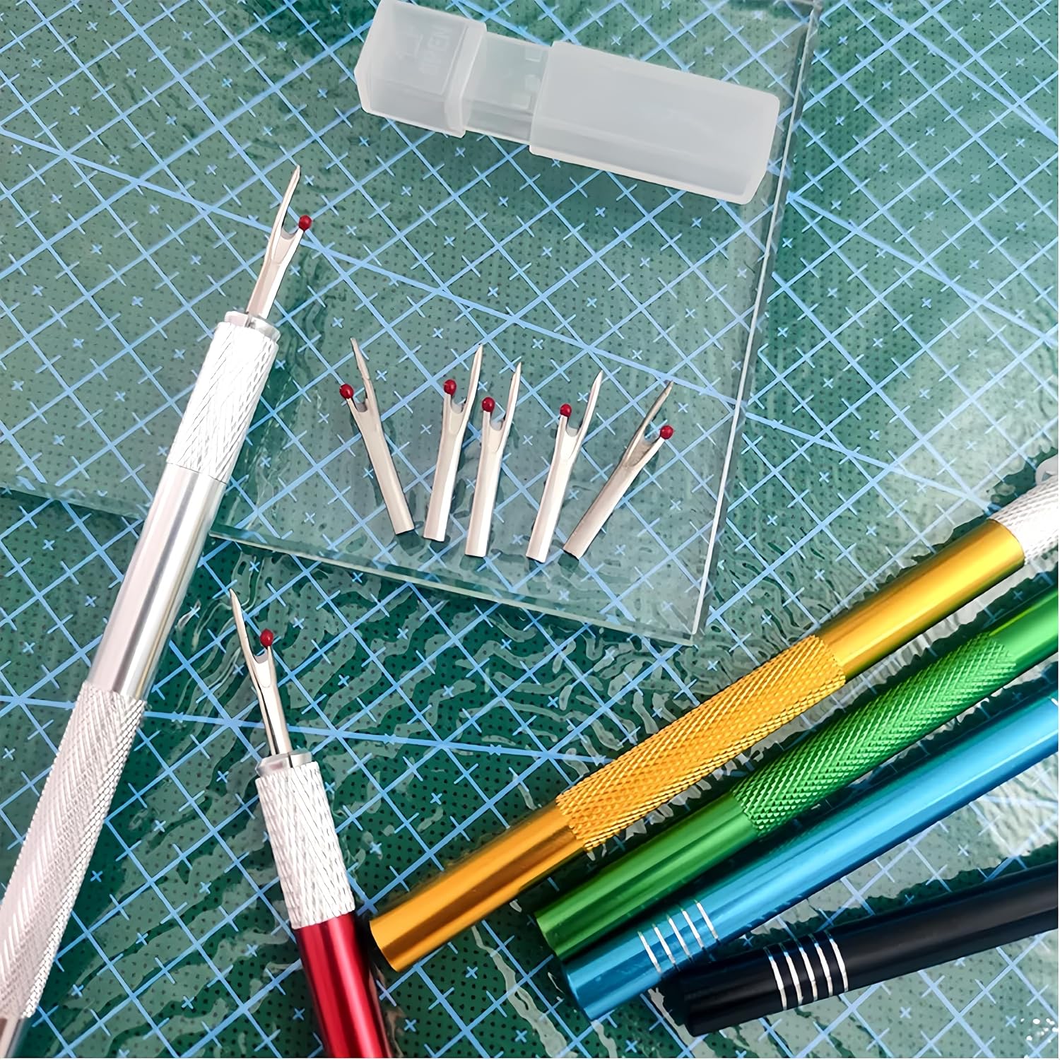 Wonafa 2 Sets Sewing Seam Rippers,10 Pcs Metal Seam Ripper Set Seam Cutter with Replacement Blade for Sewing Crafting Removing Embroidery Hems Sewing Tools (Yellow)