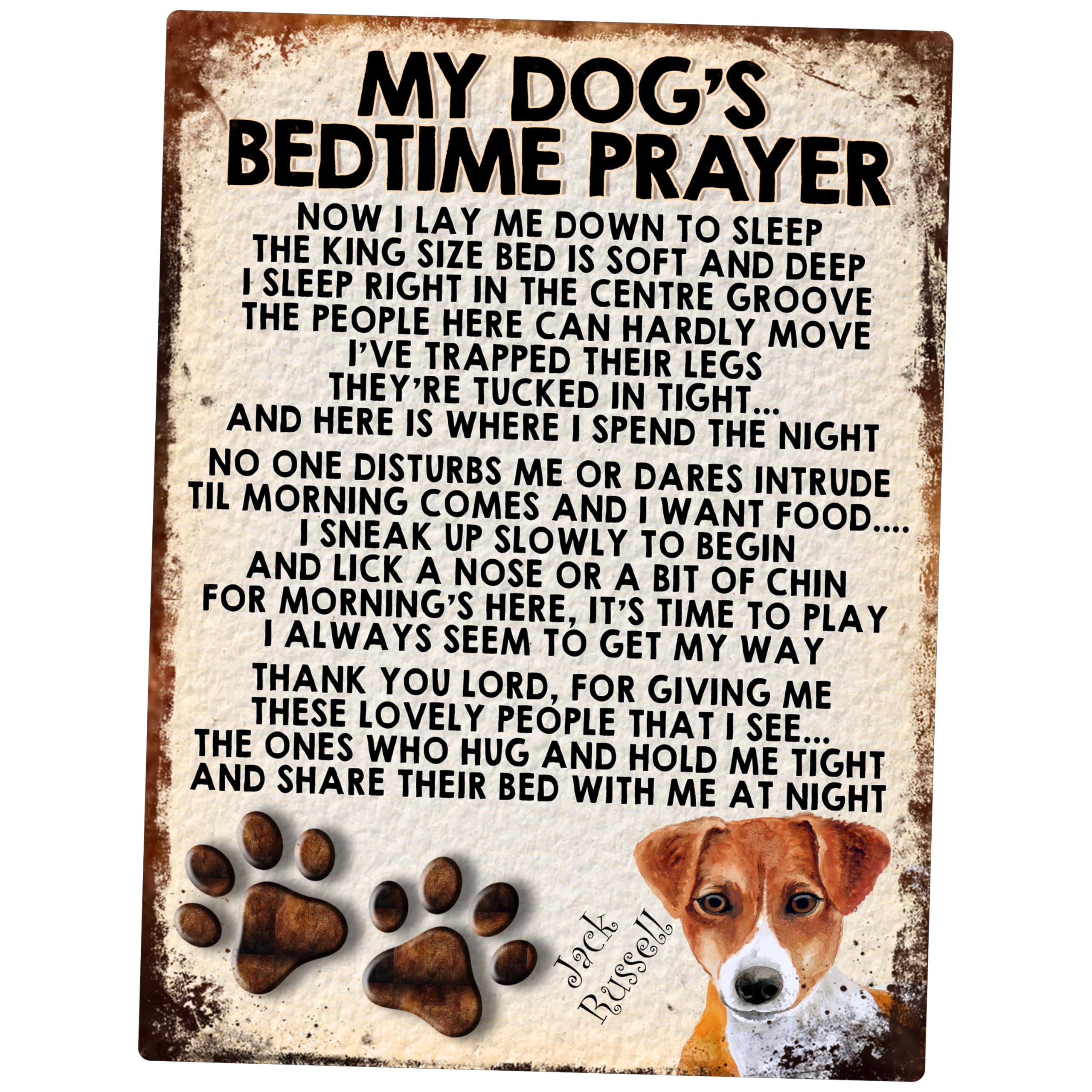 MY DOG'S BEDTIME PRAYER RETRO STYLE METAL TIN SIGN/PLAQUE (306DR) JACK RUSSELL