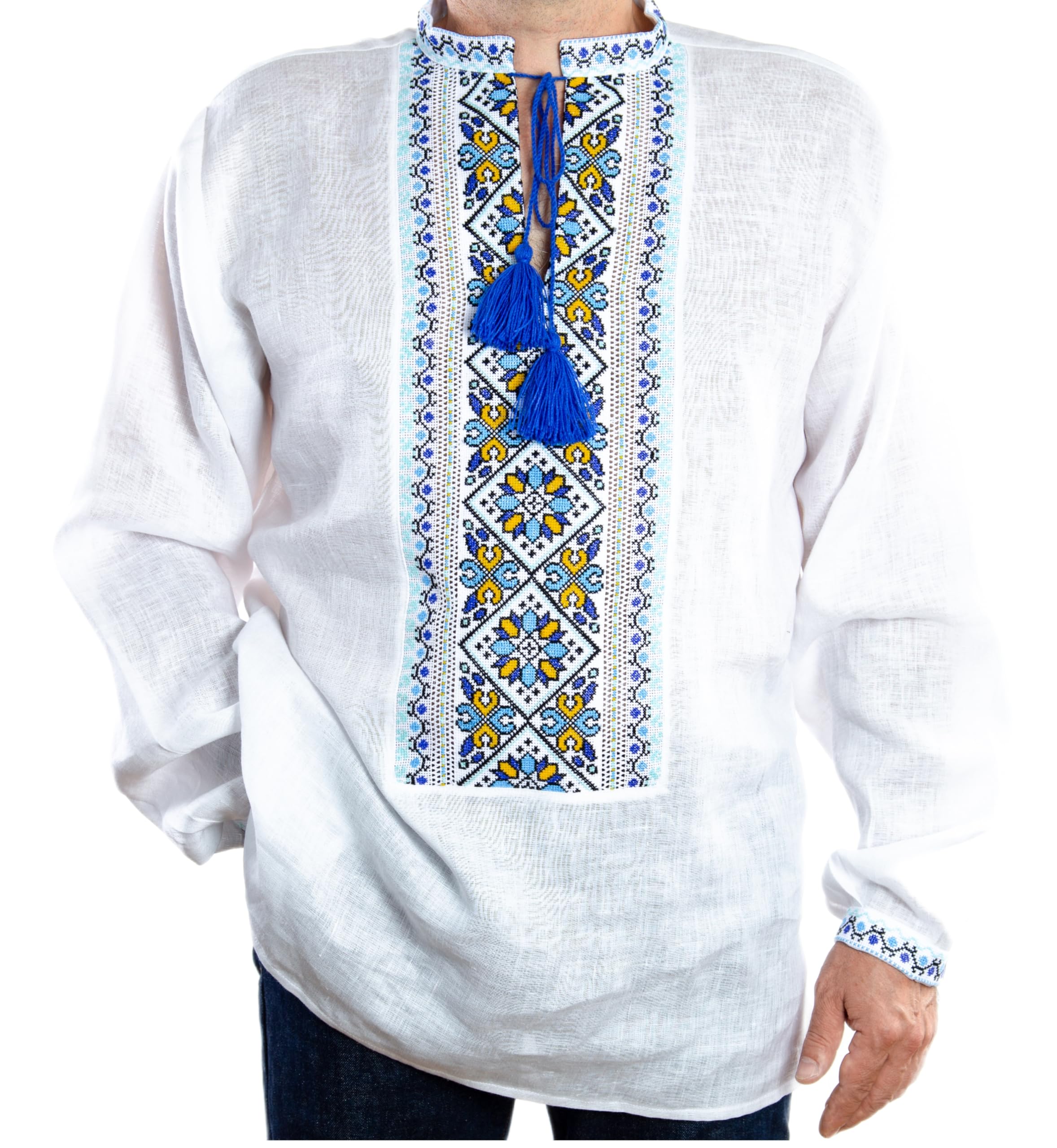 Amazon.com: Vyshyvanka Mens Ukrainian Embroidered Shirt White