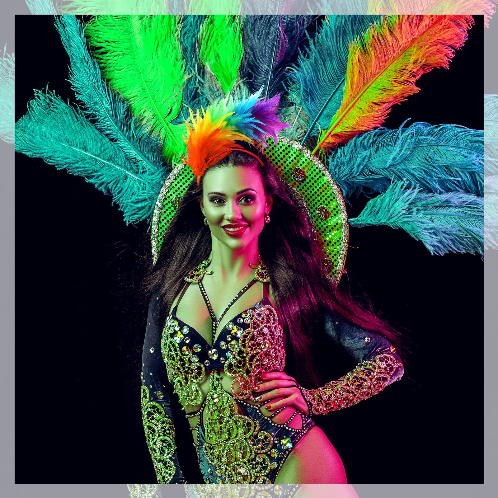 Yunlly 6 Pcs Mardi Gras Fascinator Feather Headband 1920 