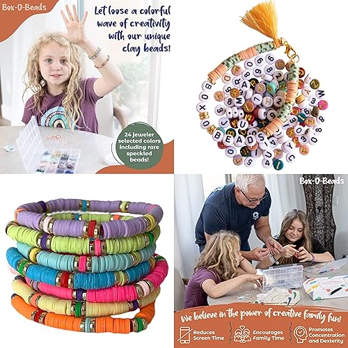 Miniatura 4 de Kit de fabricación de pulseras de cuentas de arcilla y cuentas de letras, 7000 cuentas heishi de arcilla y cuentas del alfabeto para hacer pulseras