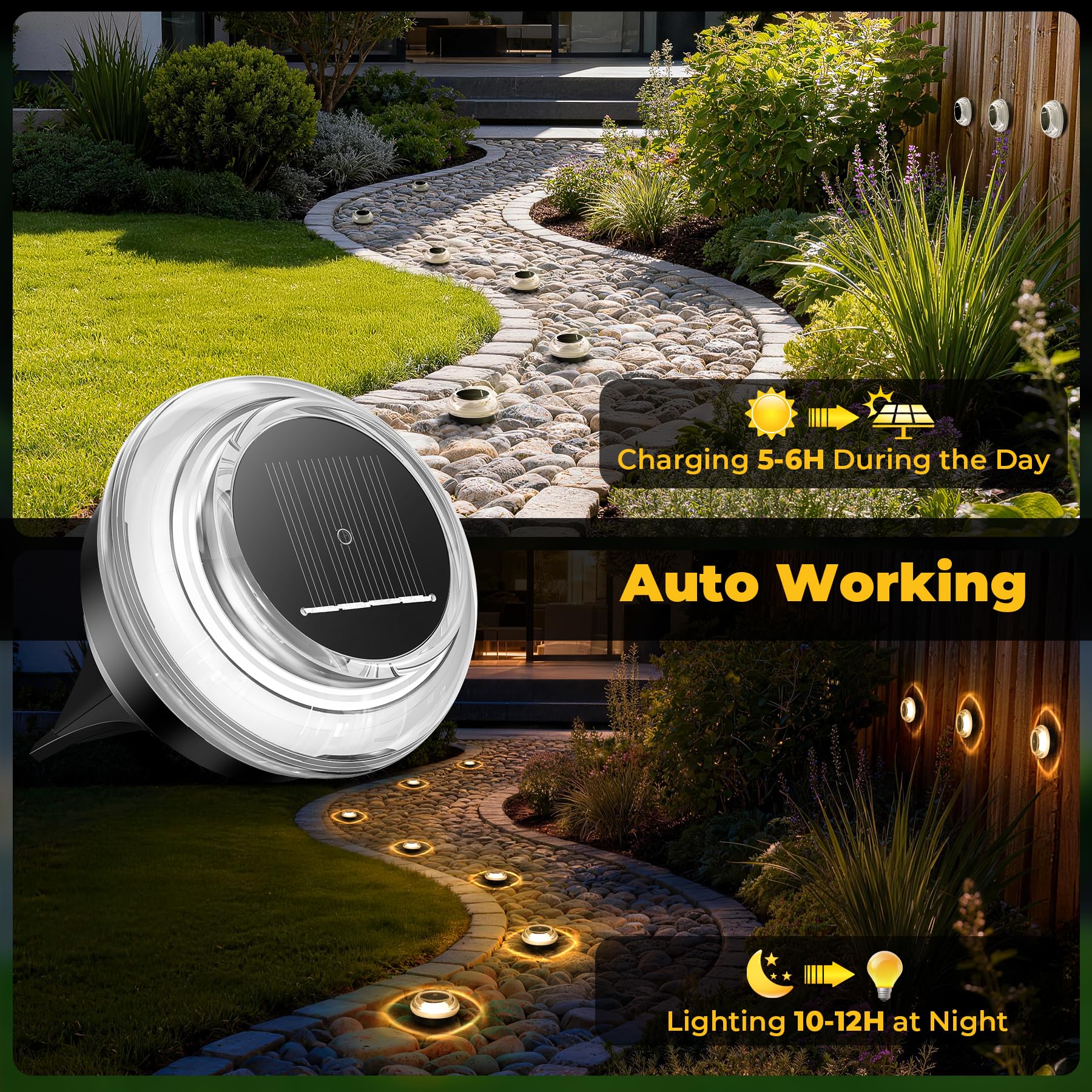 12 Paquetes Luces Solares LED Exterior Jardin Suelo, luz Solar Exterior Jardin con Efectos de Sombra, IP65 Impermeabili Lamparas Solares per Giardino, Terrazze Jardín, Camino, Blanco Cálido