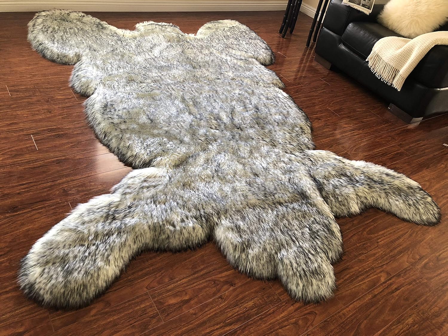 LAMBZY Faux Sheepskin Hypoallergenic,Super Soft Faux Bear Skin Silky Shag Rug (2'x3', Brown)
