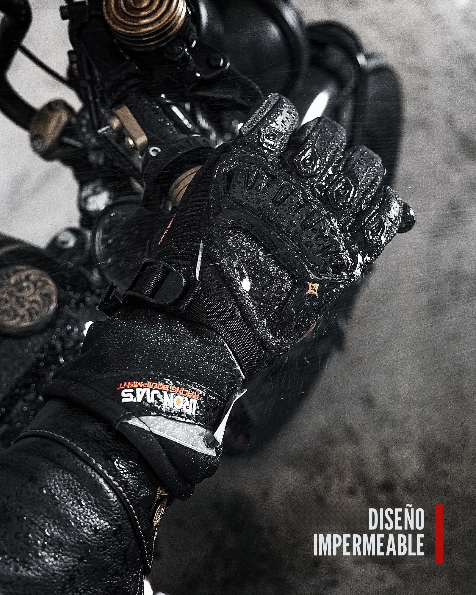 IRON JIA'S Guantes Invierno para Motocicleta para Hombre, Impermeables y Resistentes Level 1 KP al Viento, Ligeros y Cálidos Guantes de Pantalla Táctil, Adecuados para Motociclismo, Esquí-Negro-XL