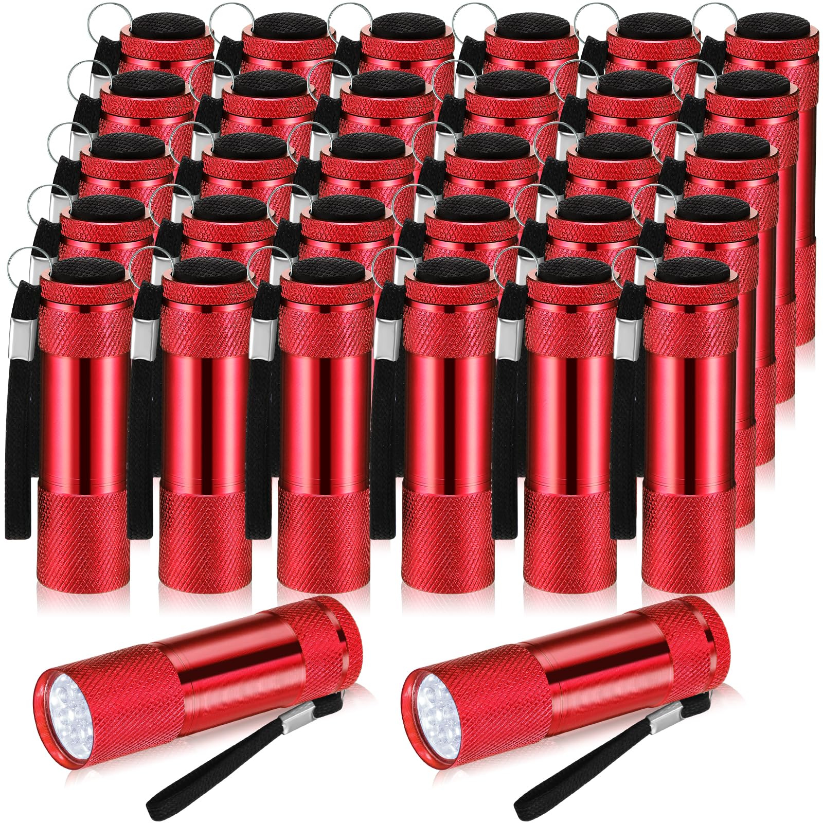 VIHOSE 32 mini linternas a granel, luz de flash de mano de aluminio brillante con cordón, pequeñas linternas LED para niños, lectura nocturna, emergencia, camping, senderismo, baterías no incluidas