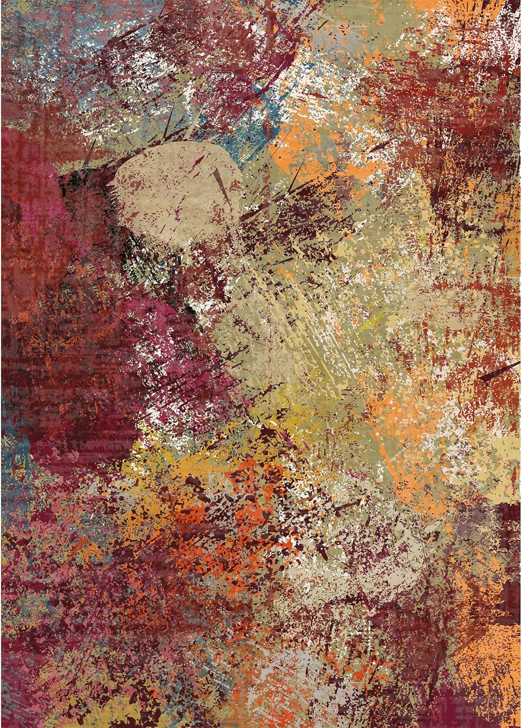 Arbosofe Modern Abstract Rug for Living Room, 5'x7' Washable Area Rug with Non-Slip Backing & Short Pile, Large Carpet with Abstract Pattern for Living Room Bedroom and Dining Floor Carpet Red Orange