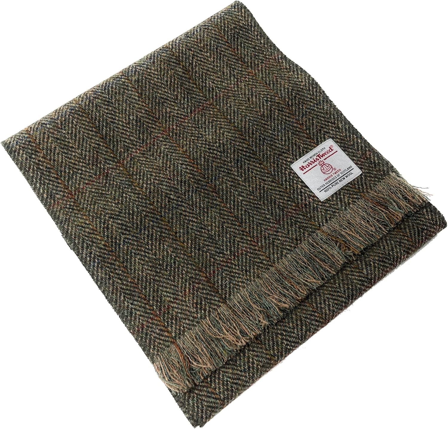 Scott & MacKenzie Harris Tweed Scarf in a Green Herringbone Design, One Size at  Men’s Clothing store