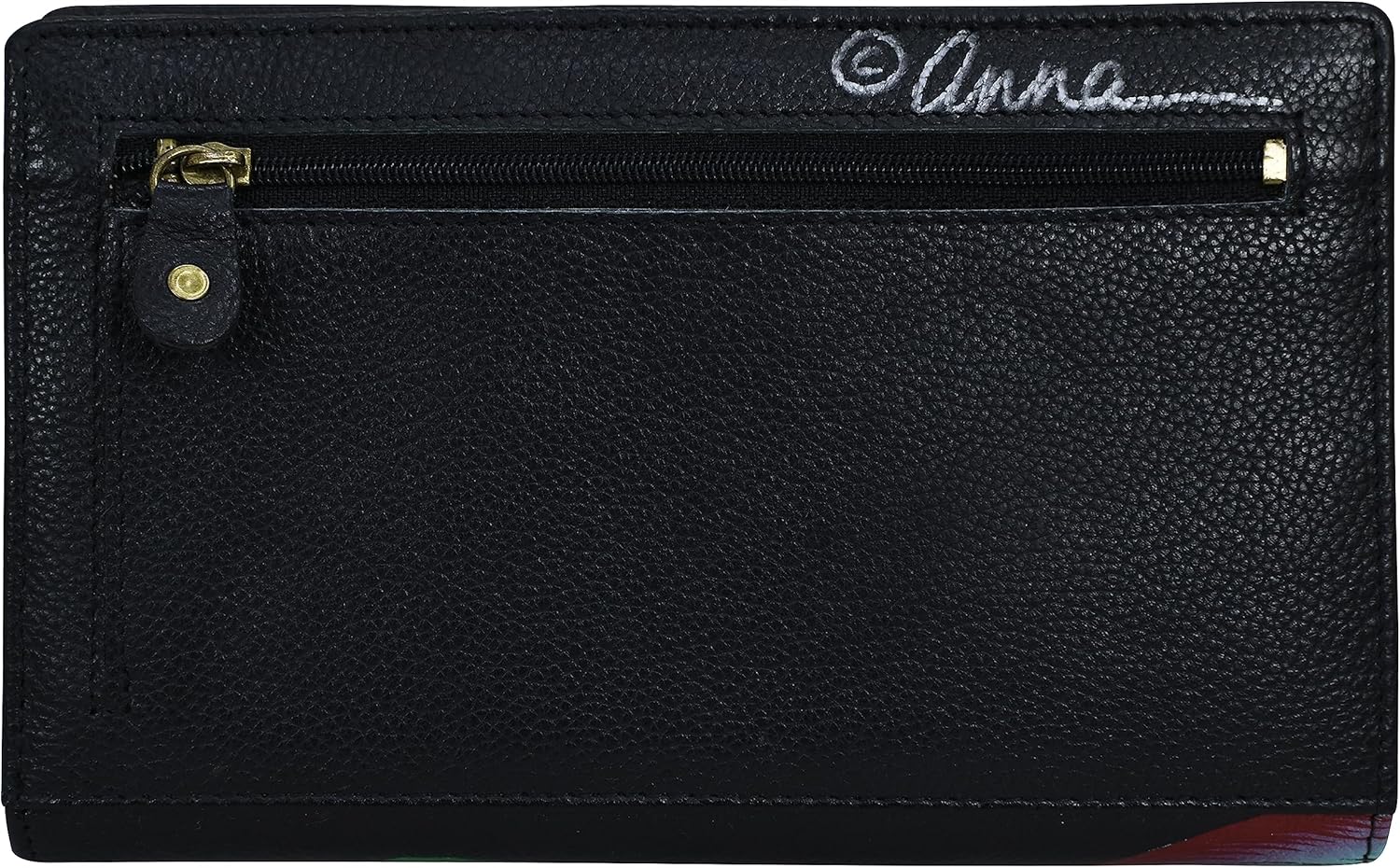 Anna by Anuschka Hand Painted Women’s Genuine Leather Two Fold Wallet-Tropical Dreams Black