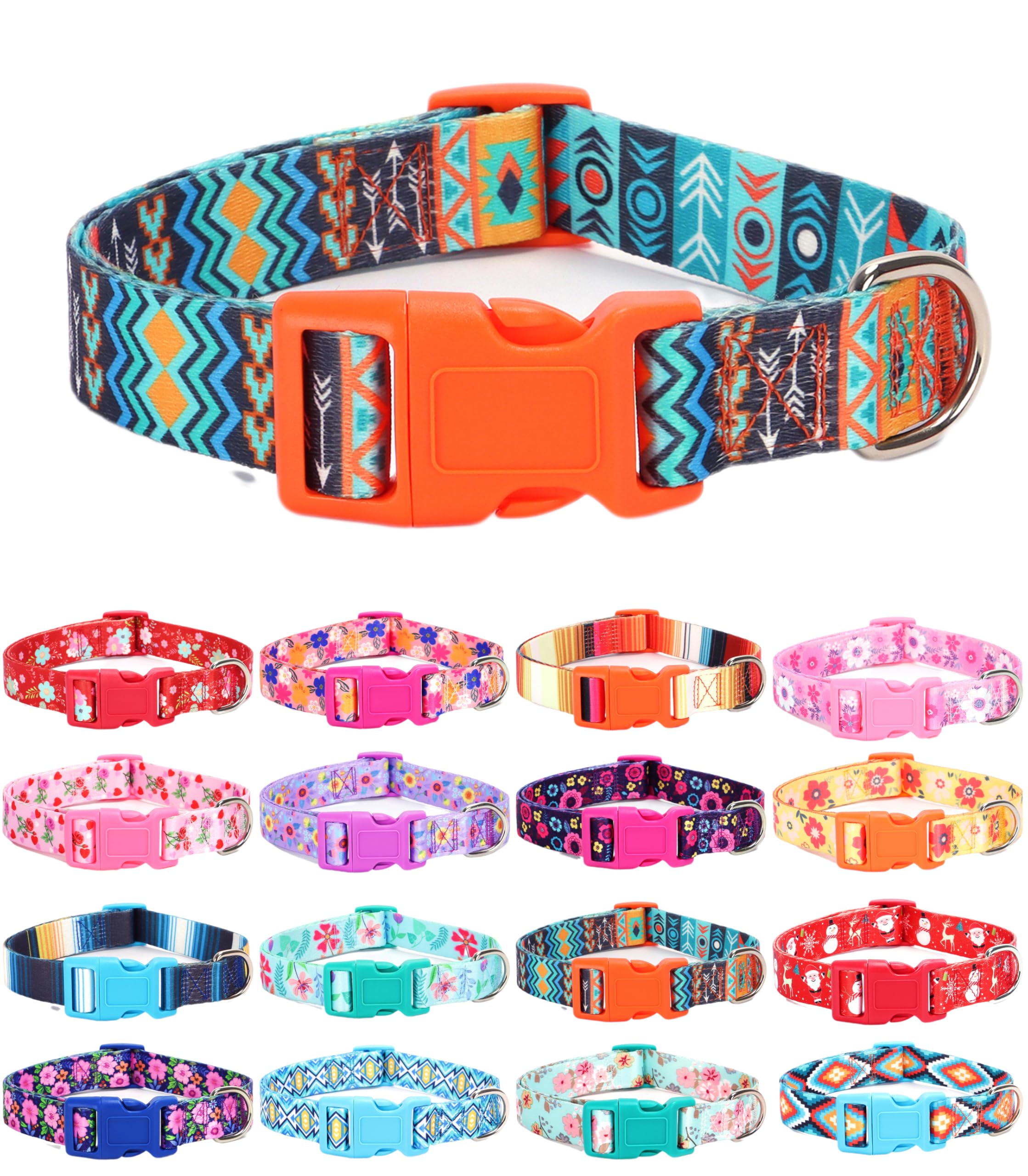 Moonpet Dog Collars for Puppy X-Small Small Medium Large Dogs - Unisex Cute Design Boys Girls Dog Pet Collar Soft Adjustable Bohemia Fancy Floral Dog