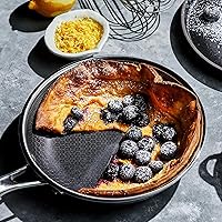 Vista 2 de HexClad Sartén híbrida antiadherente de 8 pulgadas con tapa de vidrio templado, mango que permanece frío, apto para lavavajillas, apto para horno