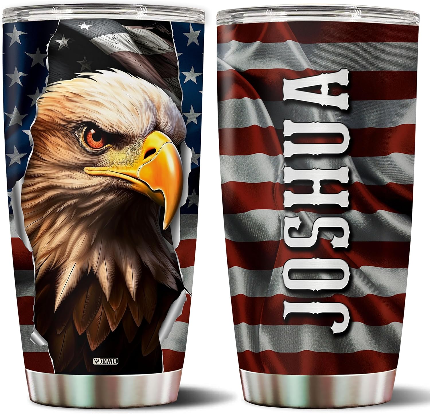 Personalized Eagle Gifts for Men Coffee Cup 20oz Stainless Steel Insulated with Lid Travel Mug Bald Eagler Tumbler Gift for Husband Dad Son Birthday Christmas Veteran Day 4th of July