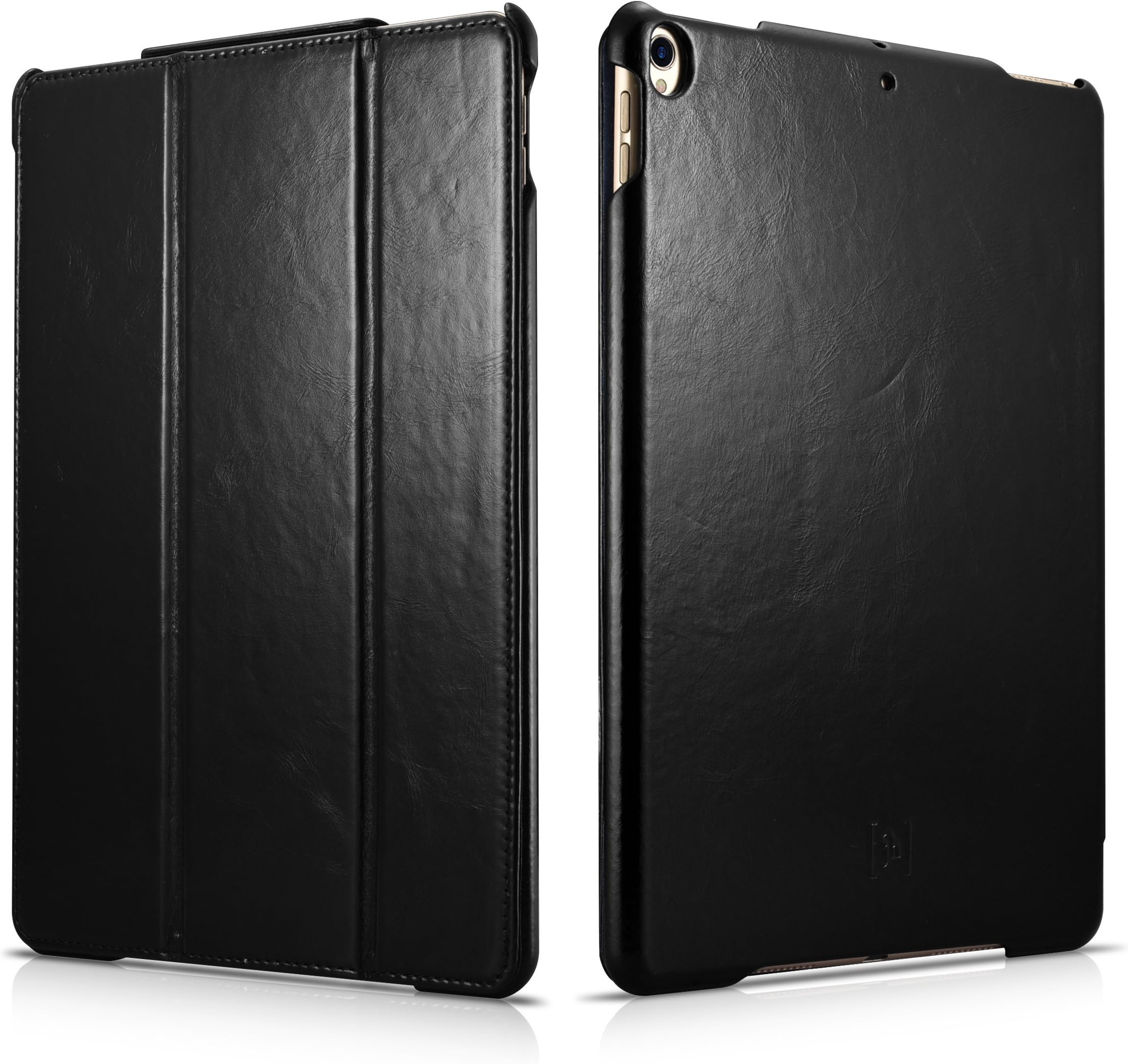 iPad Pro 10.5” Case (2017) | Genuine Leather Vintage Series | Tri-Fold Case with Smart Cover & On/Sleep Function | for Apple iPad Pro 10.5 inch 2017 - BLACK