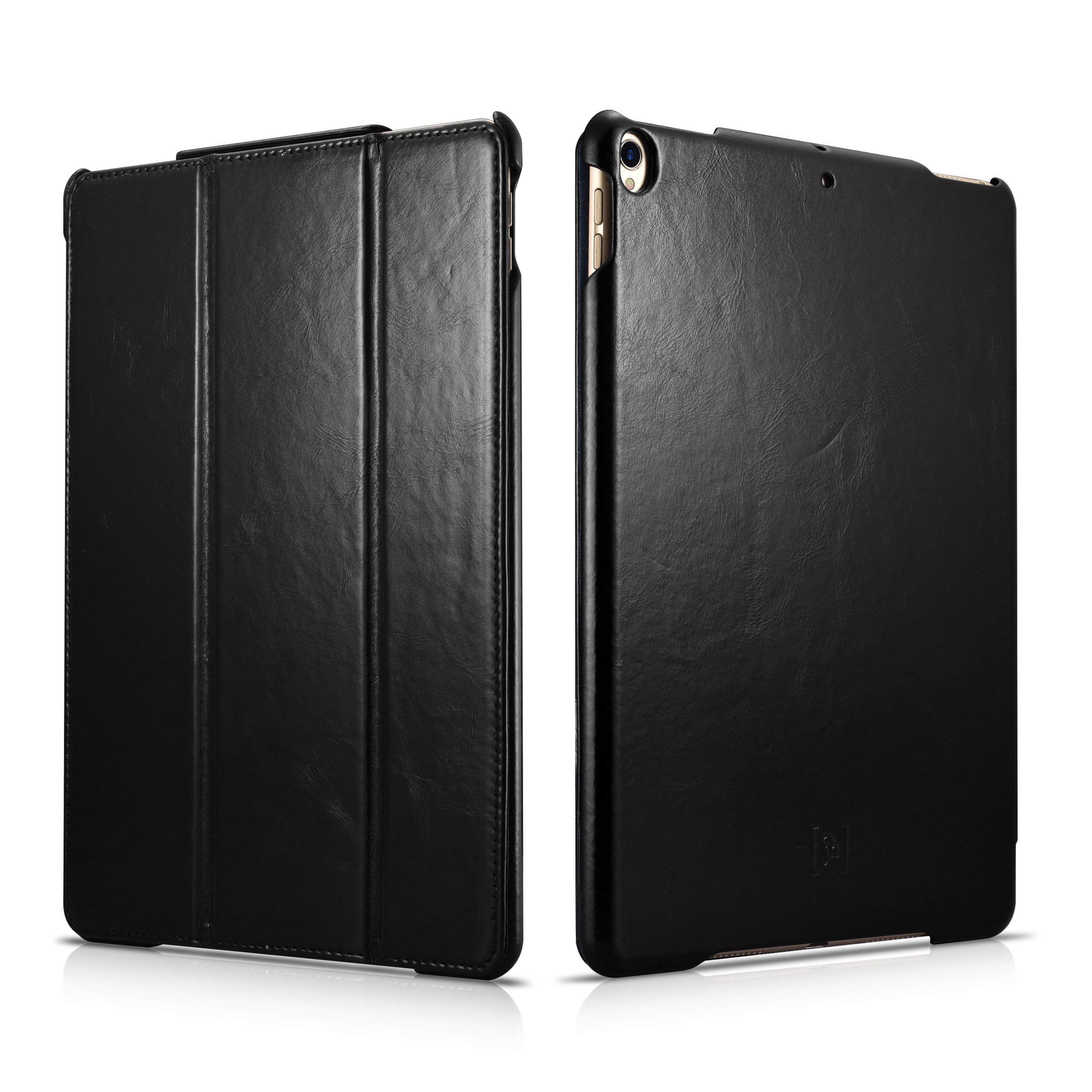 iPad Pro 10.5” Case (2017) | Genuine Leather Vintage Series | Tri-Fold Case with Smart Cover & On/Sleep Function | for Apple iPad Pro 10.5 inch 2017 - BLACK