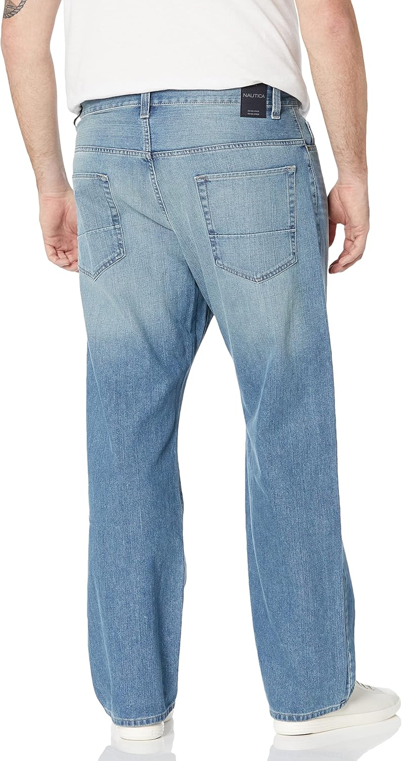 Nautica Men's Big and Tall Relaxed Fit Jean 40W x 34L Hook Line Blue