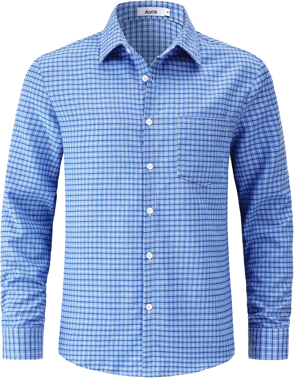 Mens Gingham Button Down Shirt Long Sleeve Dress Shirts Business Casual Shirts with Pockets - Image 2