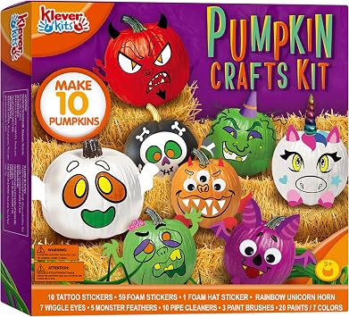 مجموعة Klever Kits لفنون وحرف الهالوين، مجموعة رسم اليقطين، هدايا الحفلات، تزيين اليقطين في الهالوين لمستلزمات الحفلات، أنشطة التلوين التي يمكنك صنعها بنفسك، الألعاب المدرسية
