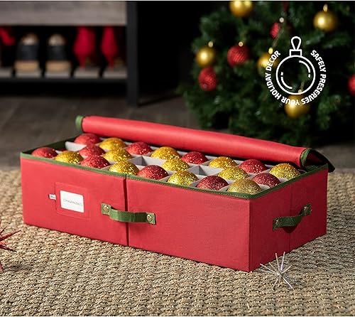 Vista 17 de ZOBER - Caja grande para guardar adornos navideños, con capacidad para 54 adornos y separadores, recipientes de tela no tejida y duraderos
