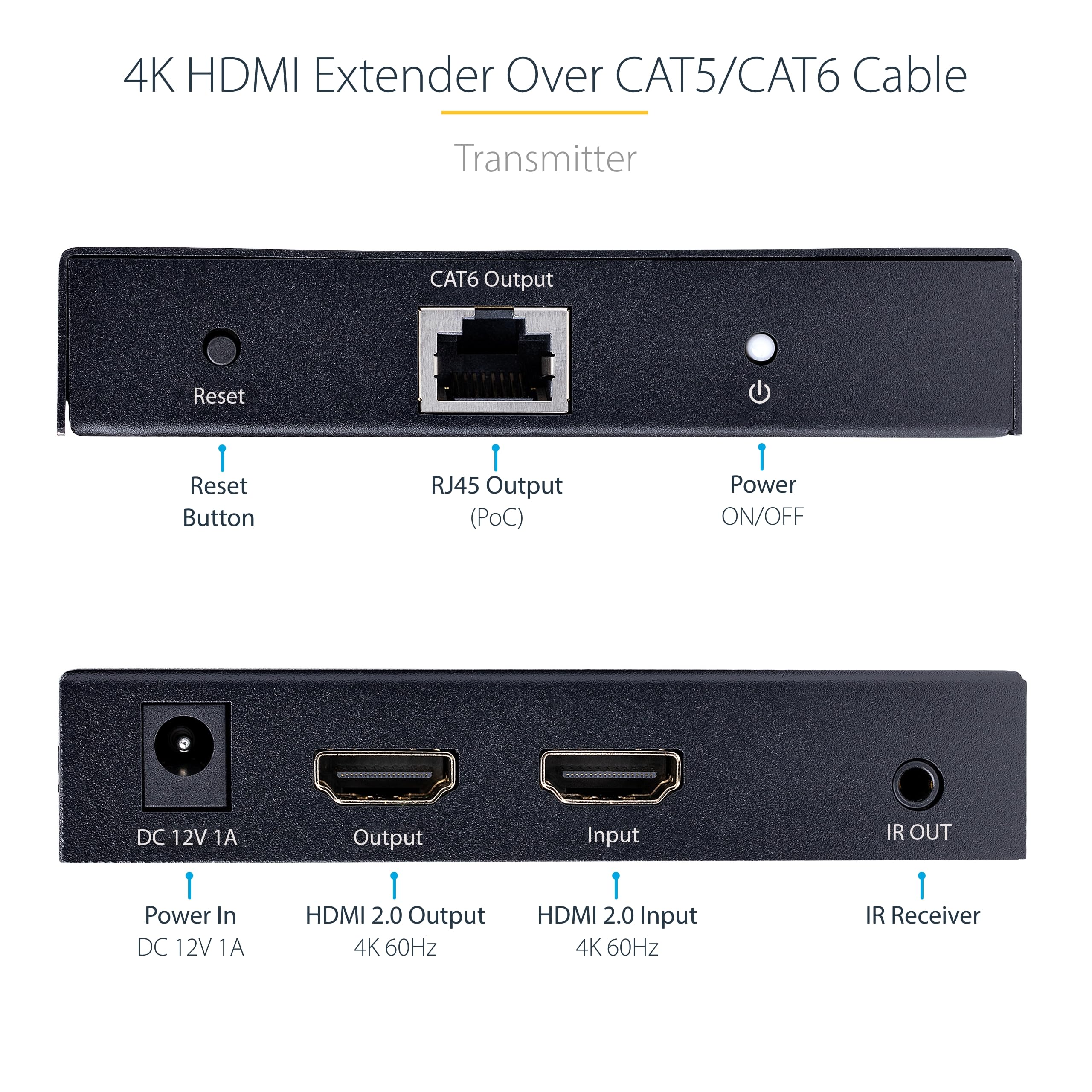 Amazon.com: StarTech.com 4K HDMI Extender Over CAT5/CAT6 Cable, 4K