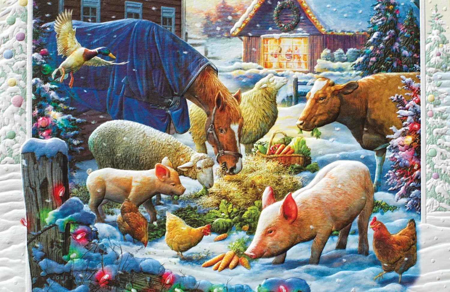 Embossed Christmas Greeting Cards Boxed Set – Holiday Dinner, 16 Count
