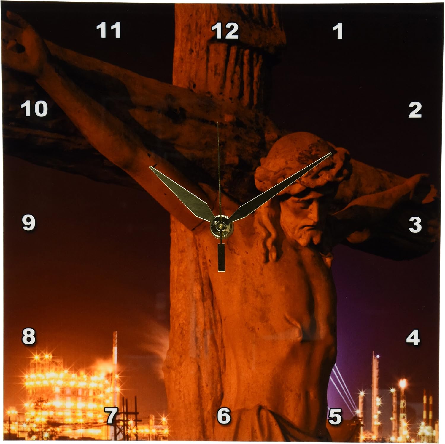 3dRose DPP_90470_1 Louisiana, Baton Rouge, Statue of Jesus Christ - US19 PSO0003 - Paul Souders - Wall Clock, 10 by 10-Inch