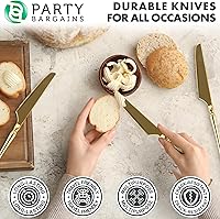 Vista 192 de Party Bargains Disposable Plastic Black Gold Cutlery Set, Infinity Modern Design Utensils, 40 Pack: 16 Forks, 8 Knives, 16 Spoons