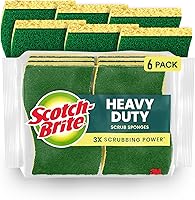 Scotch-Brite Heavy Duty Scrub Sponges, 6-Pack: 3X Tougher Scrubbing Power, Lasts 3X Longer for Grills, Cast Iron & Oven Racks