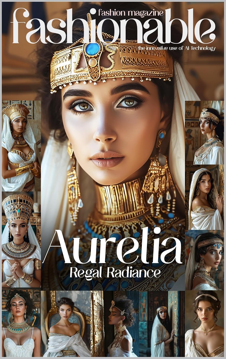Fashionable Magazine: Aurelia - Regal Radiance - Egyptian Queens Revived in White and Gold Splendor: A Majestic Odyssey through Time Where Tradition Meets ... Converge Through AI Technology Book 16)