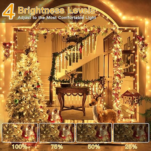 Miniatura 4 de Ollny Luces de Navidad impermeables para exteriores, 1000 LED, 328 pies, tira de luces súper largas con control remoto de 3 temporizadores, enchufe
