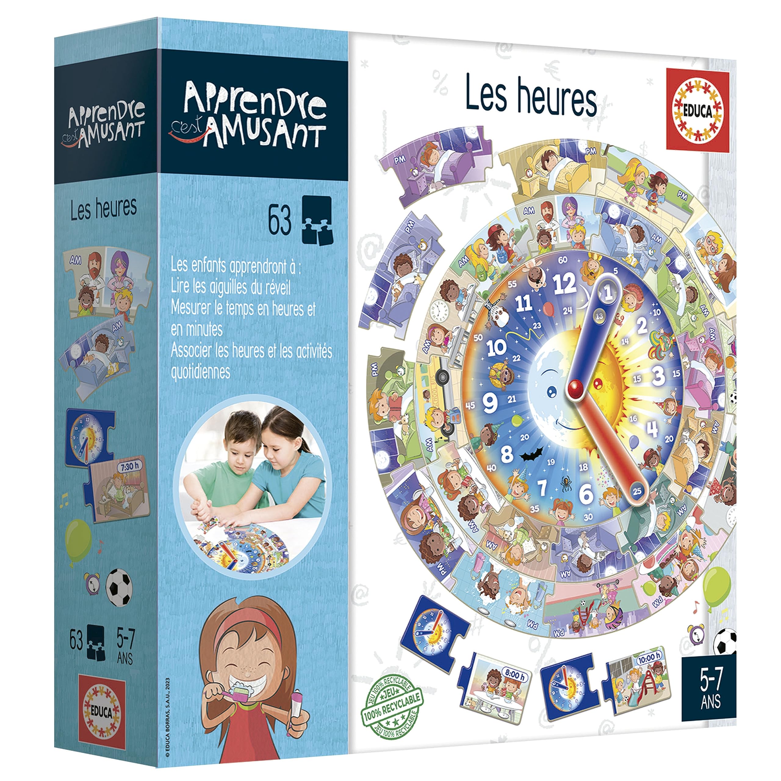 Educa Jeu éducatif Les Heures Apprendre à Lire l'Heure Enfants 5 Ans 19601
