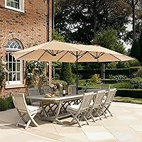 SUPERJARE 13FT Rectangular Outdoor Patio Umbrella, Fade-Resistant Beige Canopy, Large Pool Table Umbrella for Deck Backyard No Base