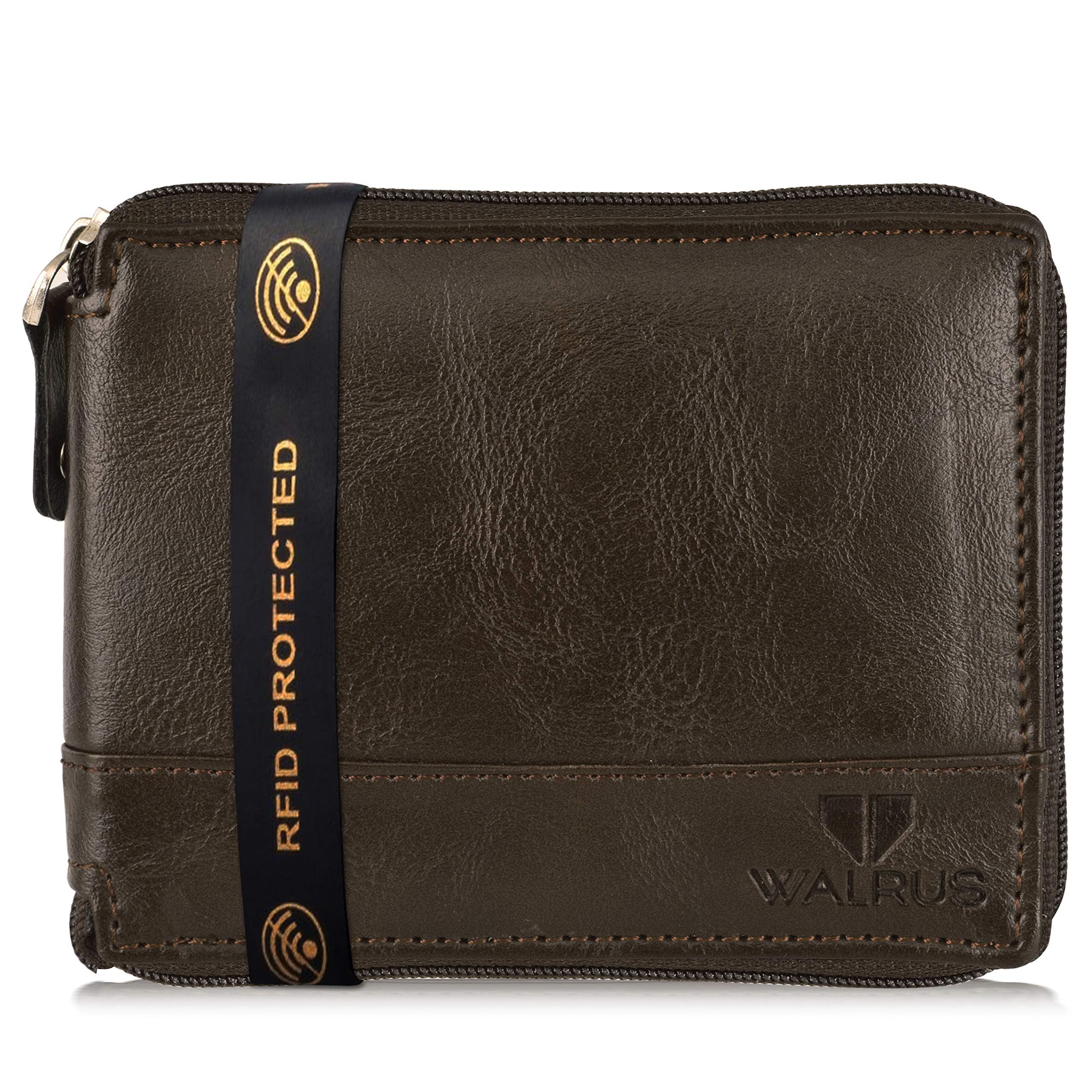 walrus Zipper-V Brown Vegan Leather Wallet with Coin Pocket | 4 Card Pockets, 2 Main Compartments, 2 Side Pockets | Stylish & Durable for Men-picture-27