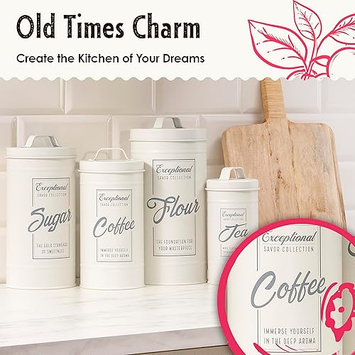 Miniatura 2 de Botes para encimera de cocina, juego de 4 recipientes herméticos para café, té, harina de azúcar, juegos para la encimera de la cocina, juego de