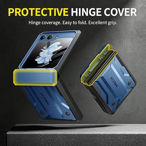 Miniatura 4 de TONGATE Funda diseñada para Z Flip 5 con protector de pantalla, protección de bisagra y clip para cinturón, funda de teléfono de grado militar,