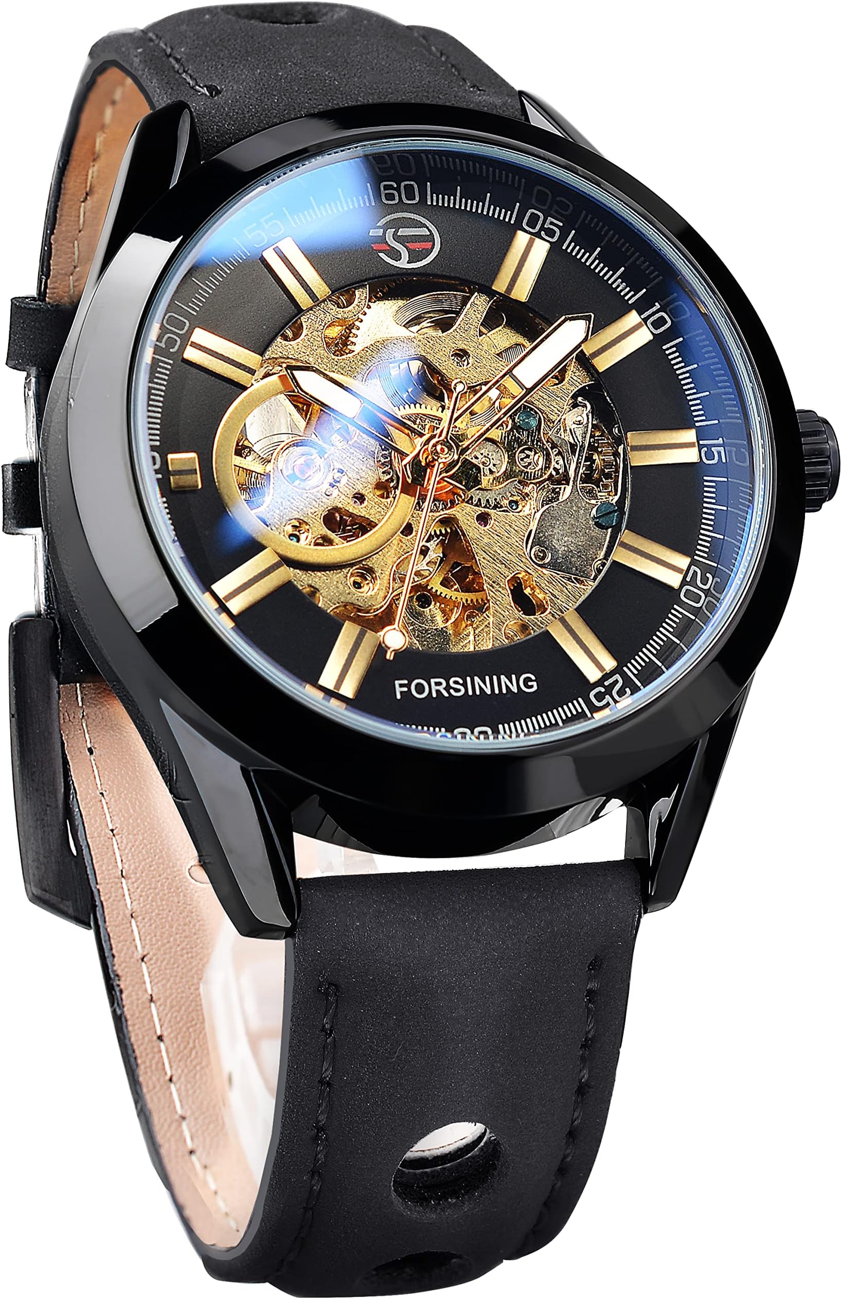 FORSINING 3D Blue Hardlex Glass Mens Transparent Sport Casual Mechanical Automatic Wrist Watch Top Brand Luxury