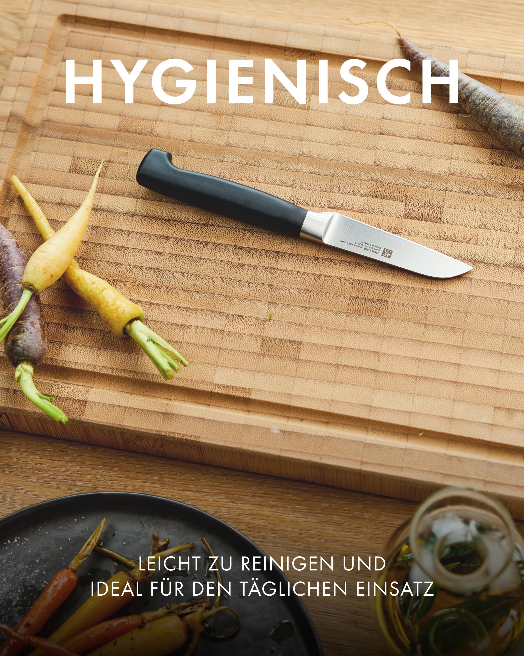 ZWILLING Schneidbrett mit Saftrille, Massives Bambus-Holz, Beidseitig Nutzbar, 36 x 25,5 x 3 cm, Braun