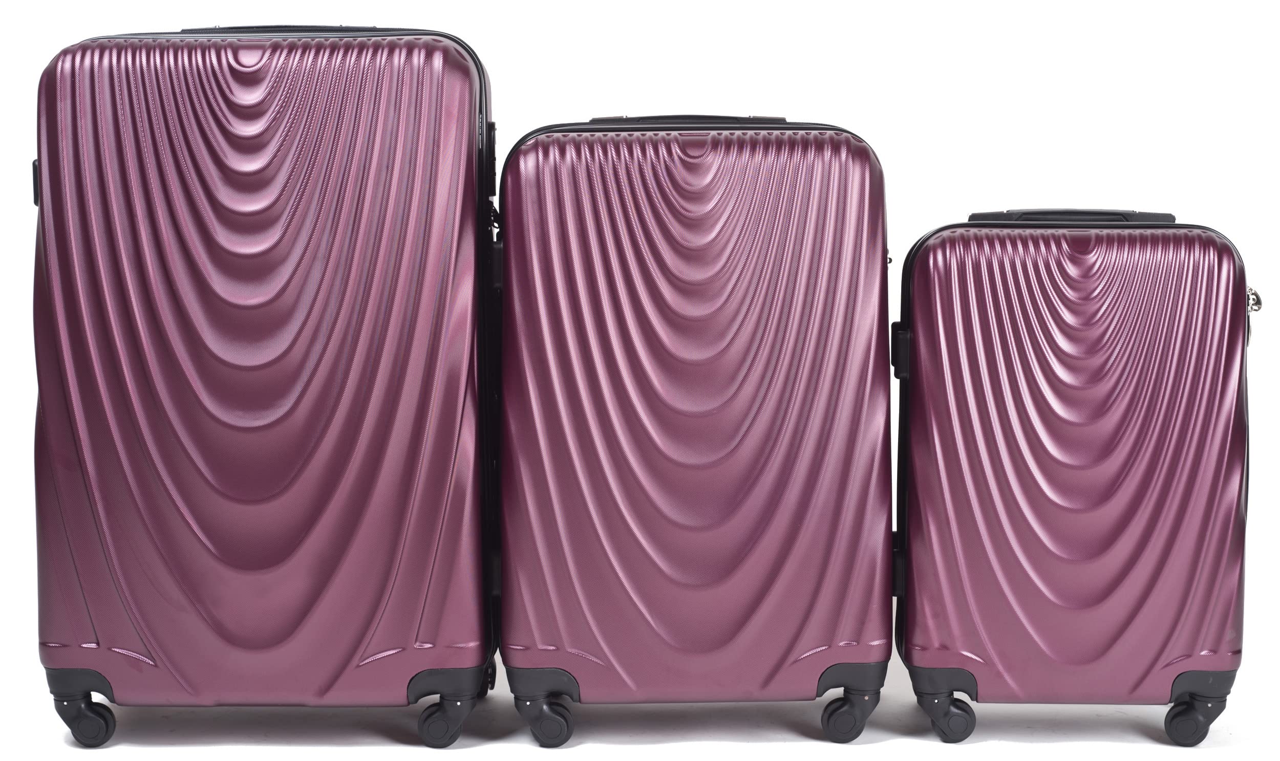 Valise bordeaux lot de 3 pièces légères de voyage à roulettes Wings - 2