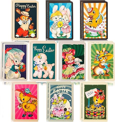 JAPBOR 20 blocs de notas de Pascua para niños, mini cuadernos de bolsillo vintage de Pascua, recuerdos de fiesta, juego de blocs de notas pequeños