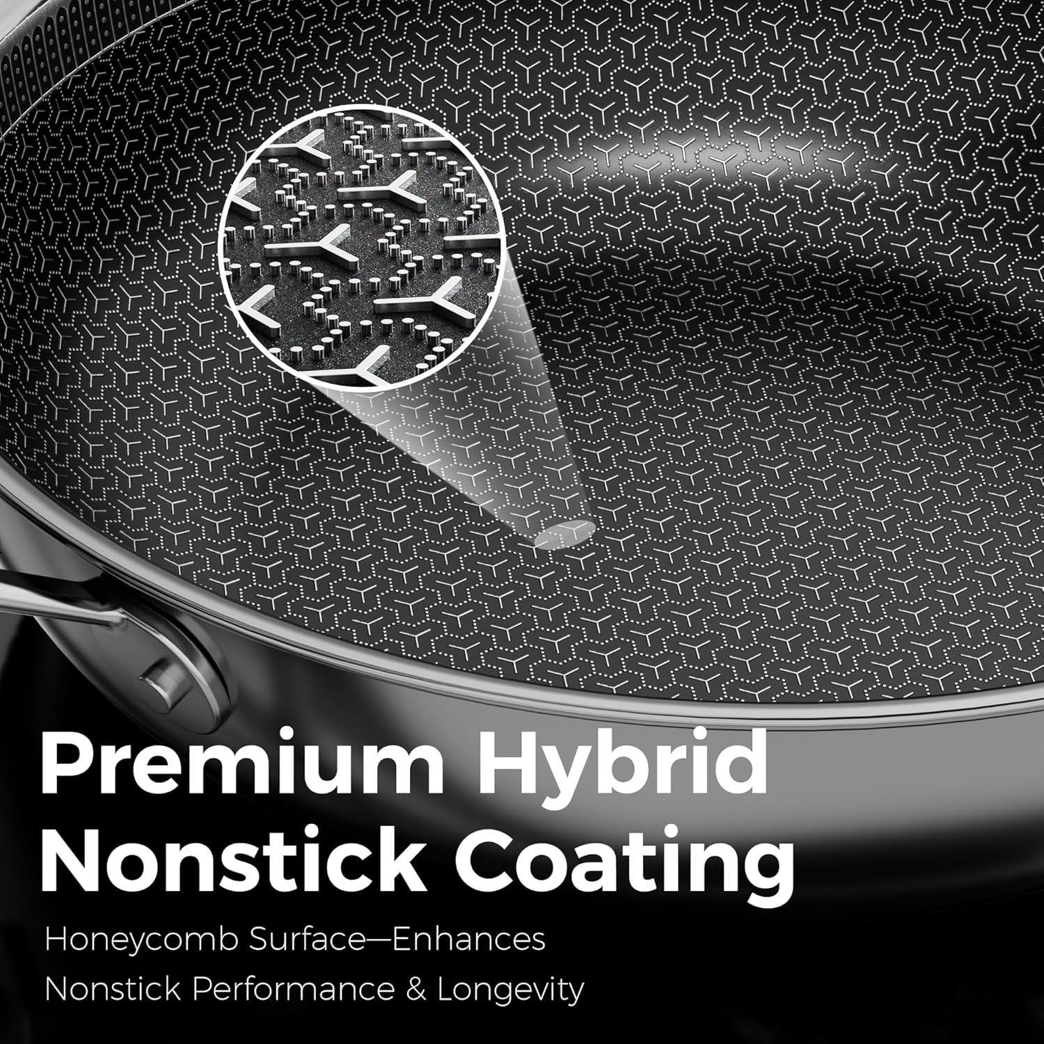 DiamondTitan Hybrid Frying Pan 11 inch with Lid, NonStick Ceramic Pan Skillet, PTFE/PFAS/PFOA-Free, Oven-Safe, Dishwasher Safe with Stay Cool Handle
