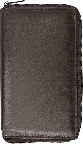 Miniatura 3 de Cartera con cremallera de cuero genuino y tarjeta de crédito titular plegable #729CF, marrón, (Rfid Brown), Cartera Rfid