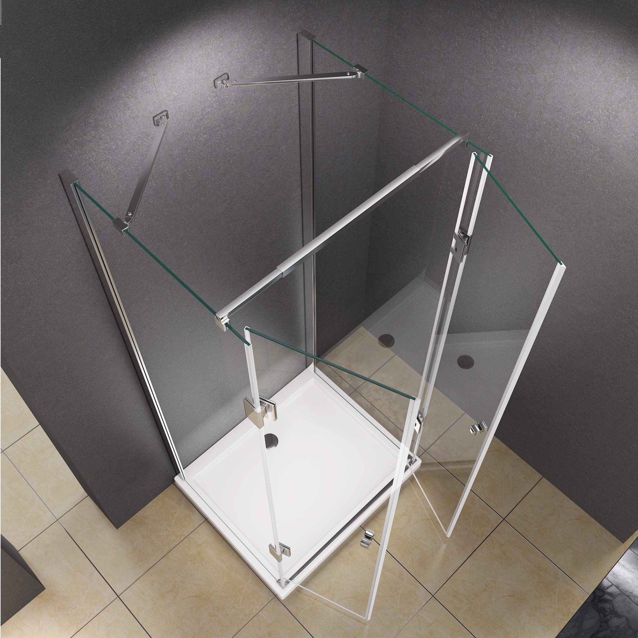 Shop [Typemma] Kabina prysznicowa w kształcie litery U - prysznic - ESG - drzwi wahadłowe - warianty (120 x 100 x 195 cm)
