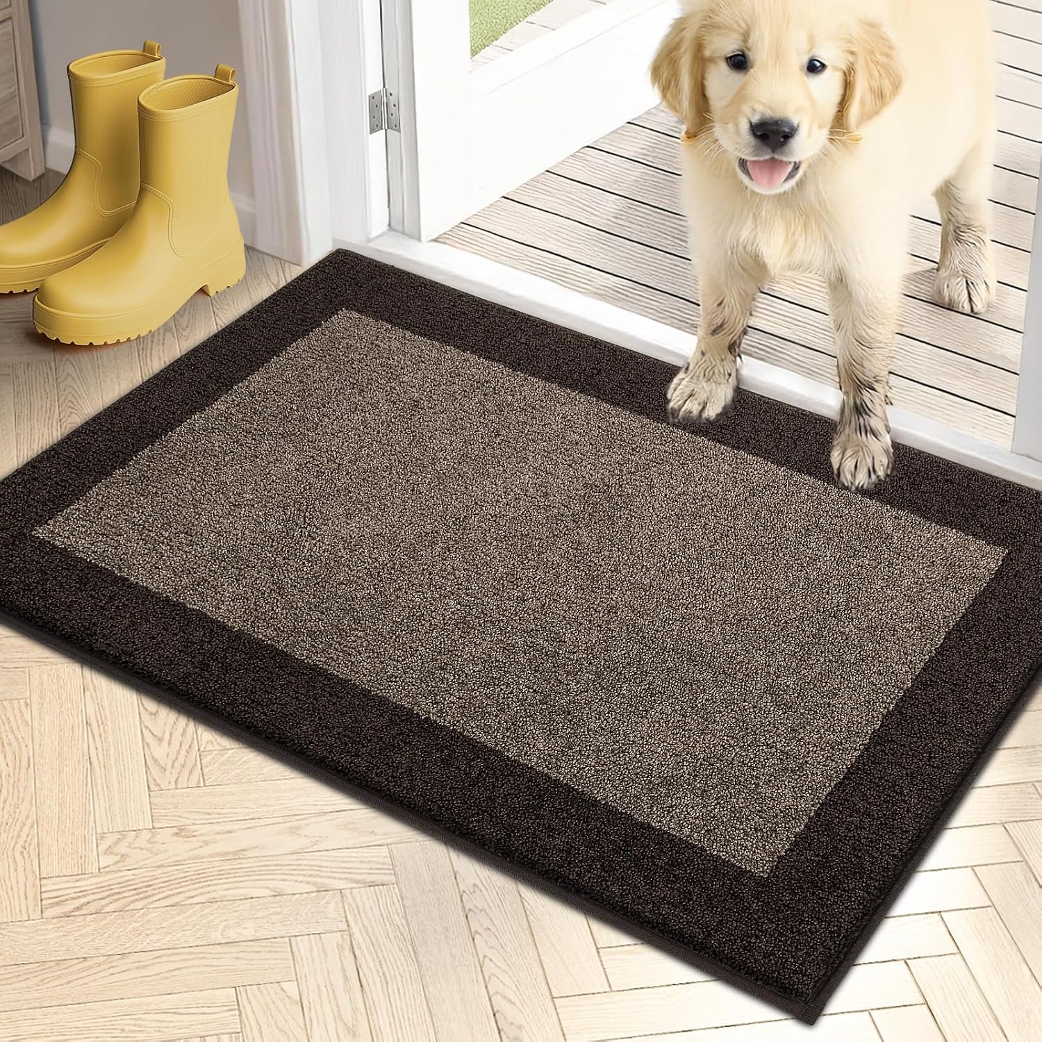 PURRUGS Dirt Trapper Door Mat 24"x35.5" - Machine Washable, Super Absorbent Entry Rug For Mud & Pets - View #4