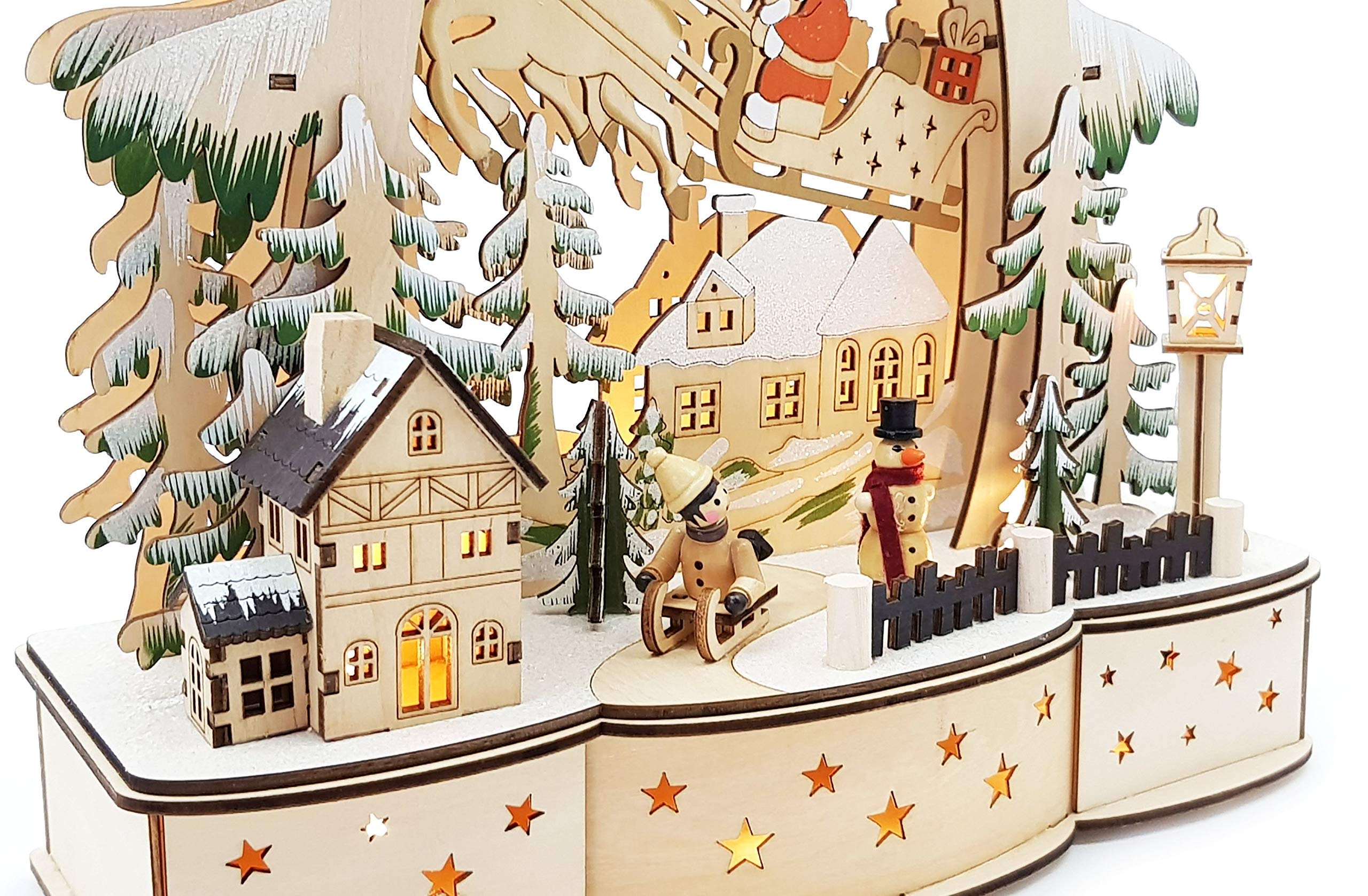 Wichtelstube-Kollektion Kerstdorp van echt hout, verlichte kerstdecoratie voor binnen, lichtboog voor Kerstmis, kerstdecoratie, hout, handgemaakt met 3D-effect en hologramfolie Wichtelstube-Kollektion Kerstdorp van echt hout, verlichte kerstdecoratie voor binnen, lichtboog voor Kerstmis, kerstdecoratie, hout, handgemaakt met 3D-effect en hologramfolie