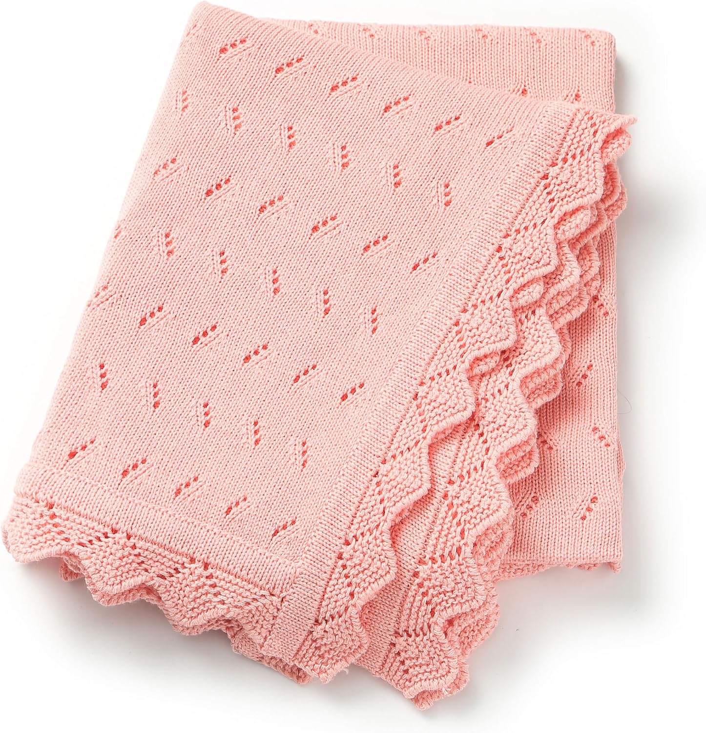 Baby Blanket 100% Cotton Knit Swaddle Soft Newborn Receiving Blanket Cozy for Boy/Girl Crib,Stroller Blue 40x30in