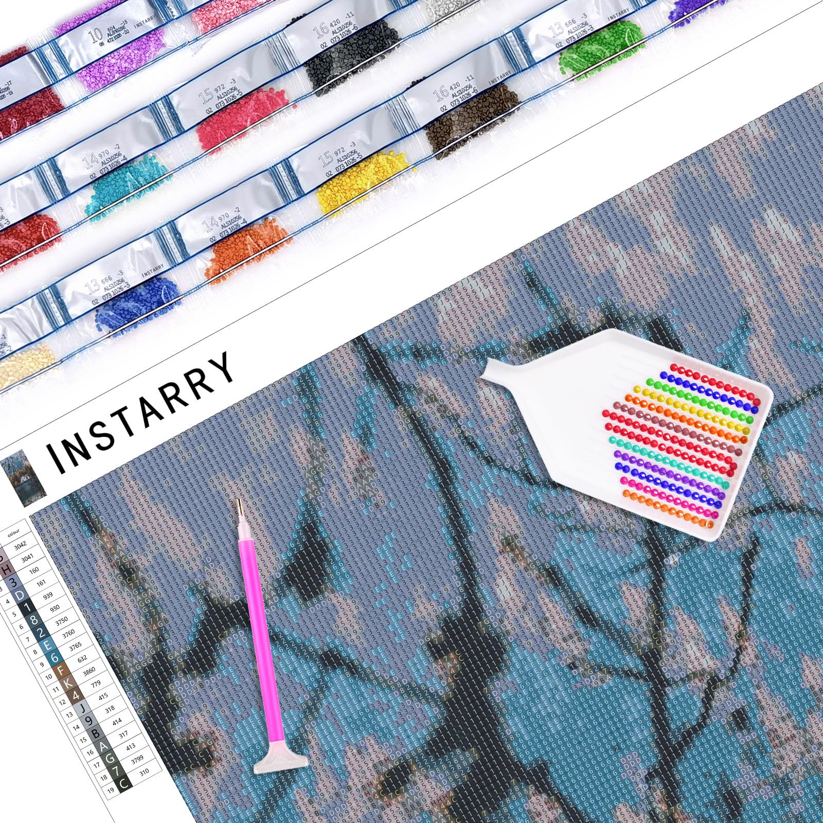 Instarry 5D Diamond Painting Grandi Dimensioni Strada Forestale Paint by Numbers Decorazioni Pareti 100x50 cm