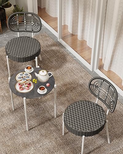 3 Pieces Patio Set, Outdoor Wicker Bistro Set All-Weather Rattan