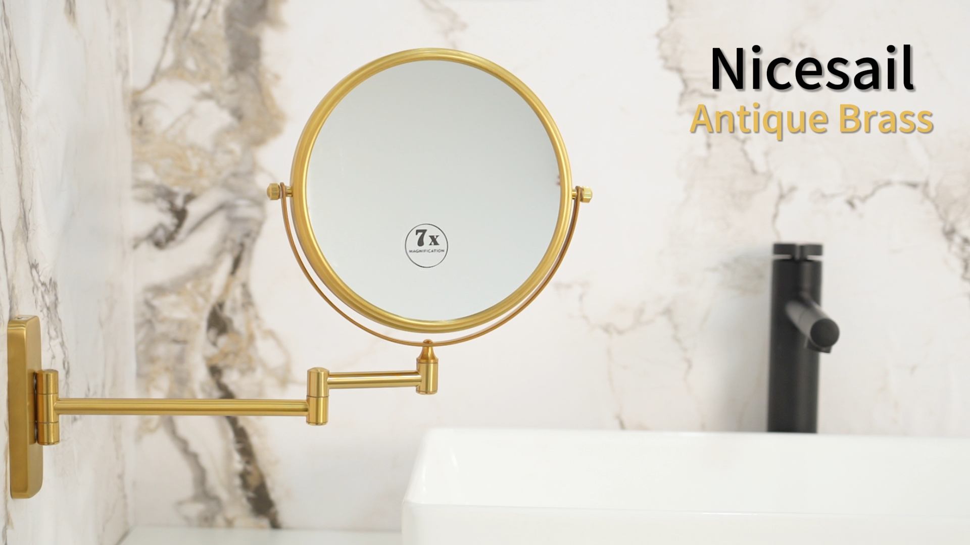 Nicesail Makeup Mirror, Wall Mounted 7X Magnifying Mirror Vanity Mirror For Bathroom, Extendable Swivel, Brass And 304 Stainless Steel Material For Hotel Or Home, Gold Finish (8 Inch, 7X - View #6