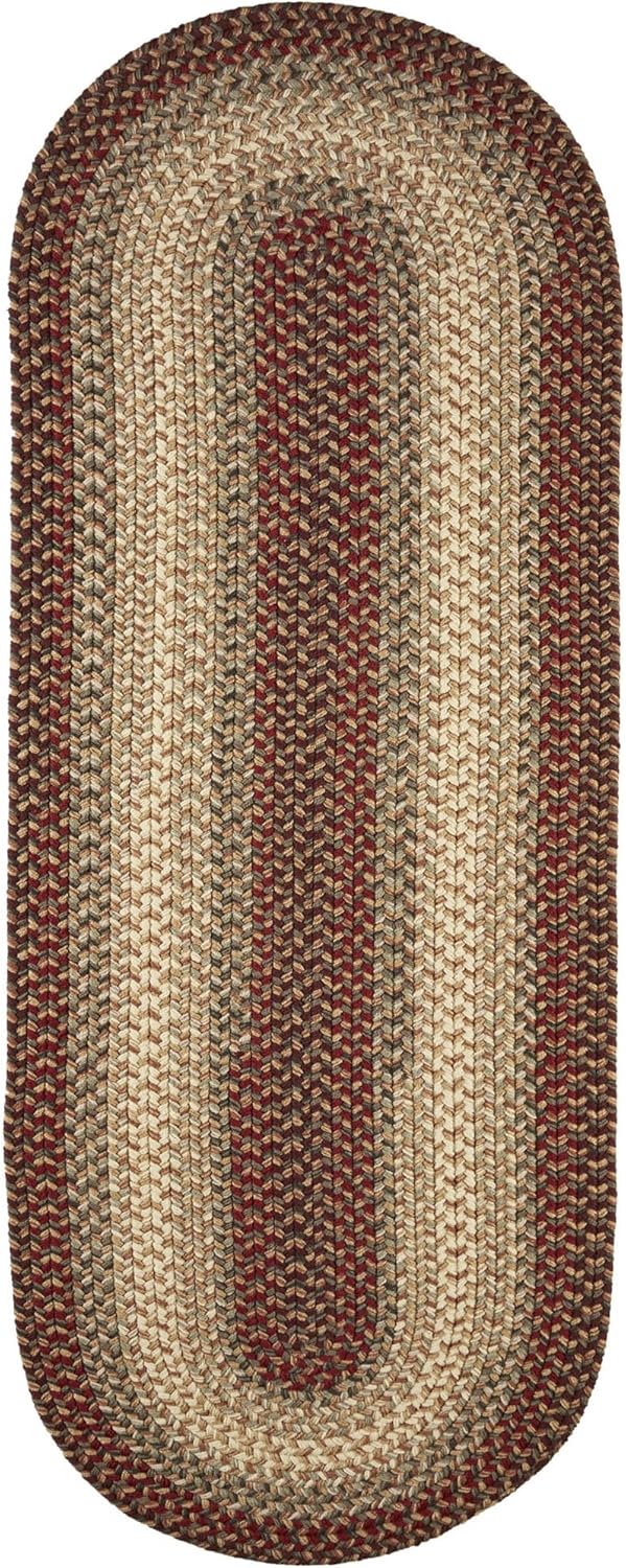Super Area Rugs Oval 2X4 Red/Gray Braided Rug Hartford Primitive Decor Carpet - Indoor Outdoor - 2' X 4' Woven Hallway Runner Rugs