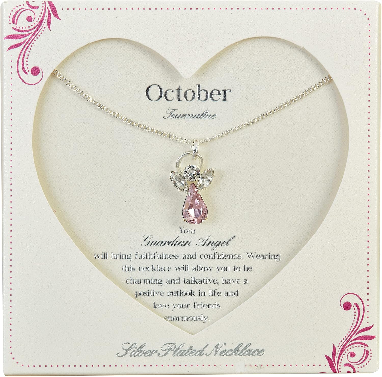 Guardian Angel October Birthstone Necklace Birthday